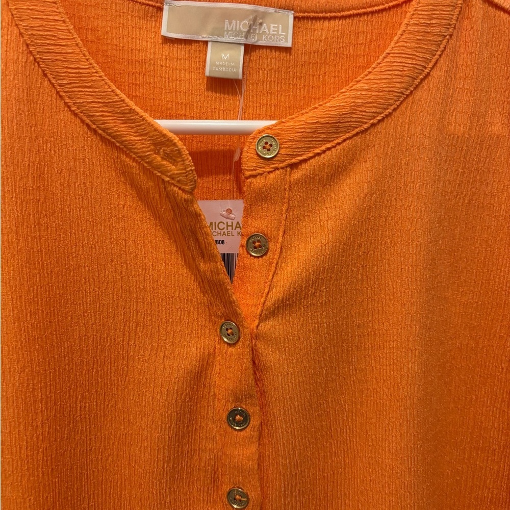 Michael Kors Orange Short Sleeve Top Size Medium - Picture 3 of 6